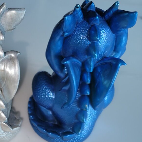 DRAGON TRIO Resin Figurines red white blue NEW Hear See Speak No Evil Handmade - Picture 6 of 6